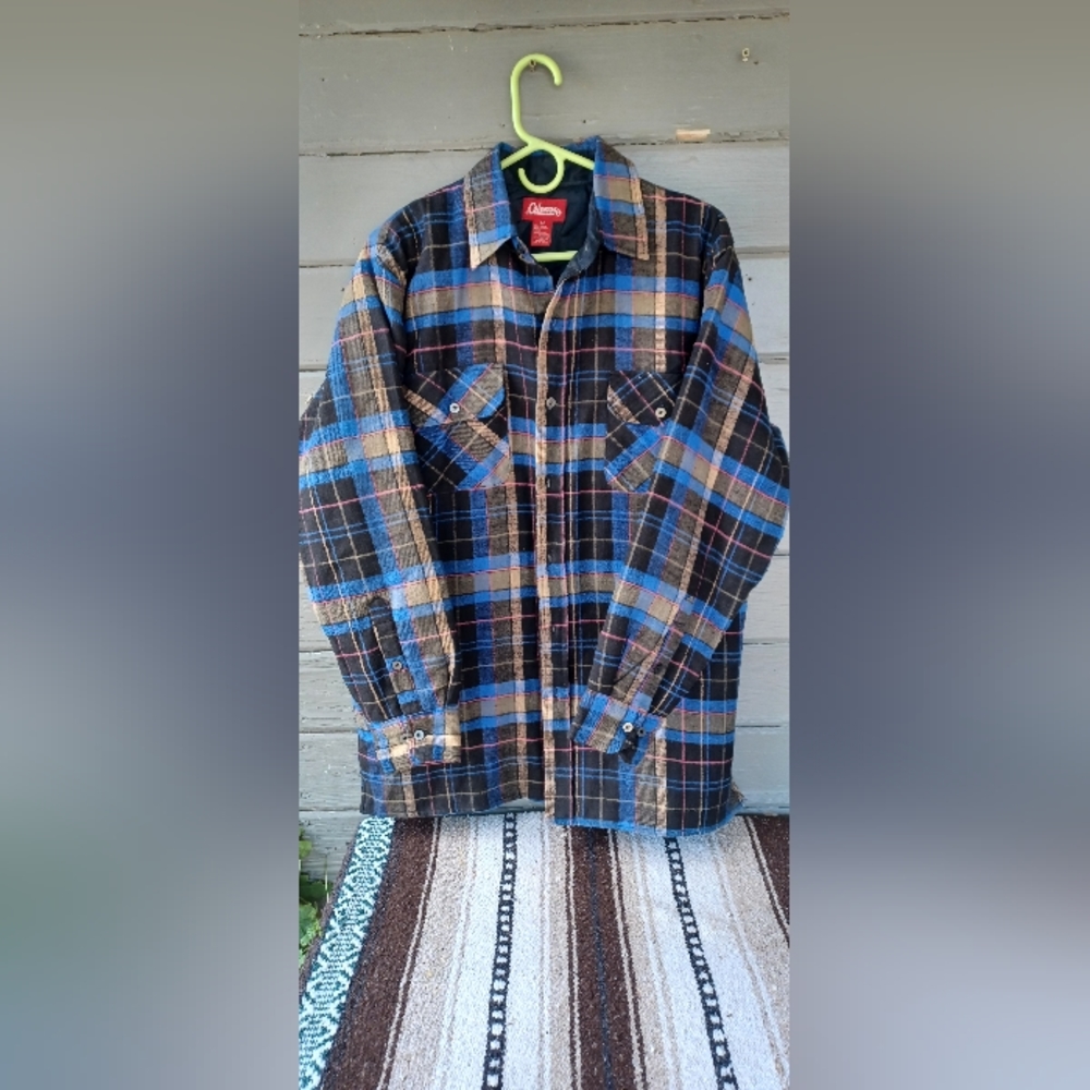 Coleman Vintage Quilted Insulated Plaid Flannel Shirt Shacket Mens M